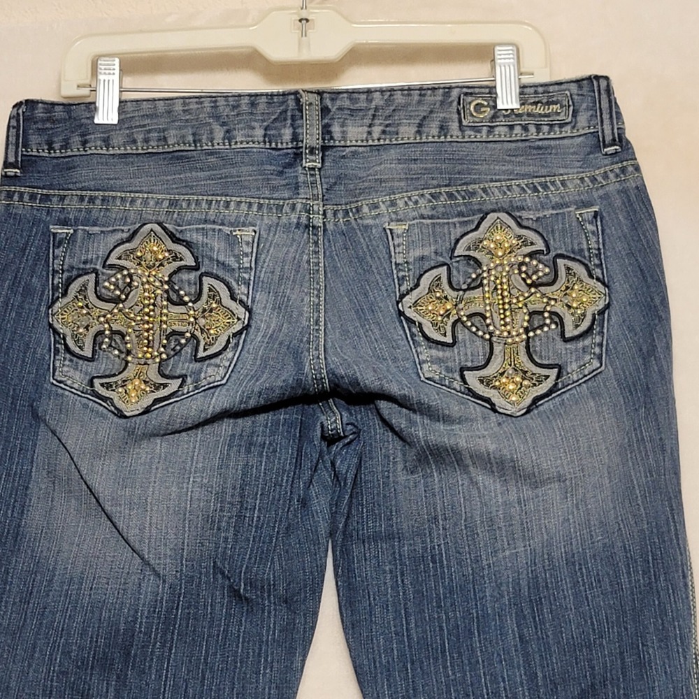 G by Guess Premium Women's Jeans Size 31 Naomi Boot Cut Embroidered Beads - Picture 4 of 16